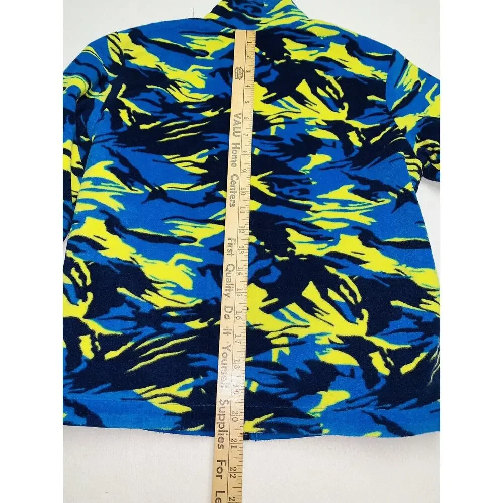 Sz 8 Athletech Youth Reversible Lightweight Jacket Brite Blue & Yellow/Blue Camo